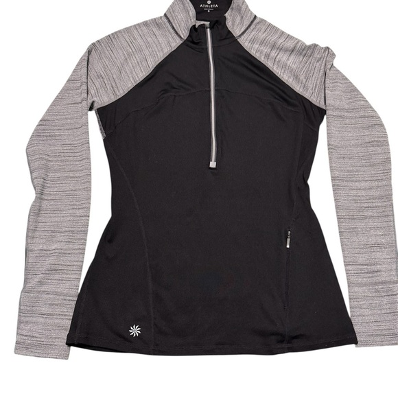 Athleta Tops - Athleta Black Gray Fitted Zippered Top Sz Small